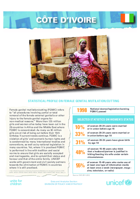UNICEF Profile: FGM in Cote d'Ivoire (December 2013)